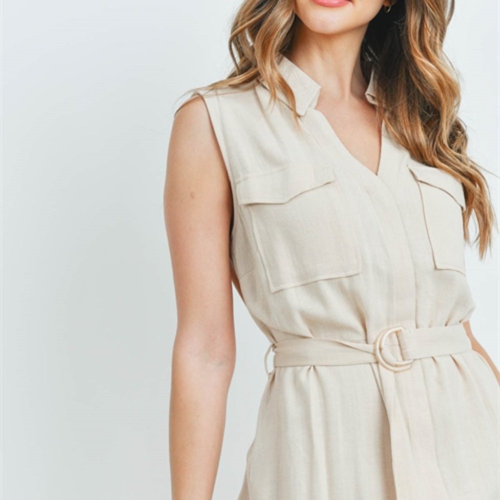 #30 Cream Belted Dress - Picture 3 of 16